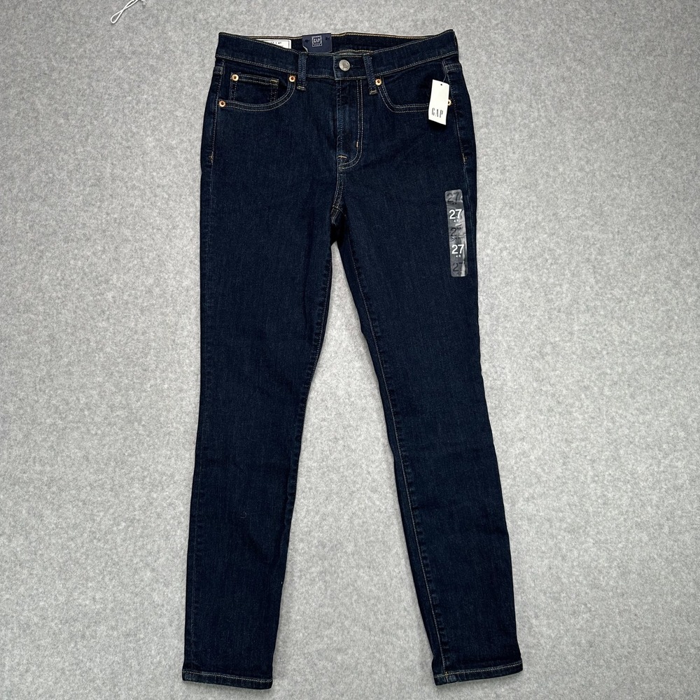 GAP‎ True Skinny Mid Rise Dark Wash Denim Jeans Women Size 27 Regular New